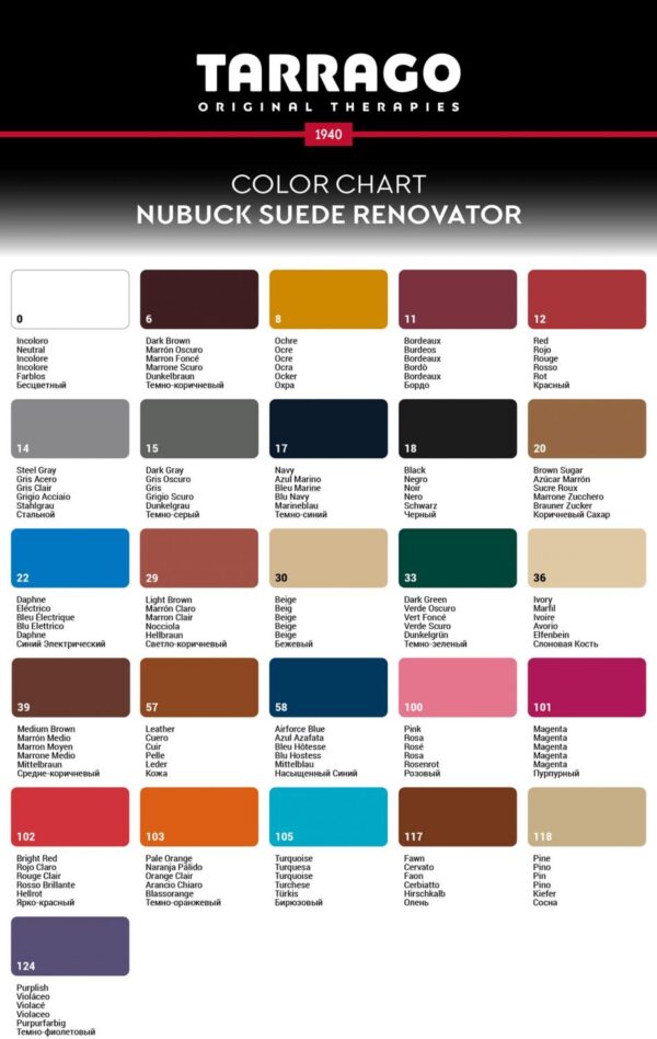 Color Chart Nubuck Suede Renovator